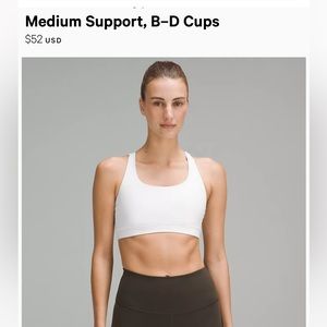 Lulu lemon energy white sports bra size 6